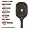 Squash Racquets Pickle Ball Paddle Glass Surface Surface PP Honeycomb Core Interior Rack de Rack Leve 230719