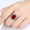 Wedding Rings Cellacity Silver 925 Jewelry Geometry Ruby Ring for Women Large Oval Gemstones Accessory Trendy Anniversary Gifts Size6 7 8 9 10 230718