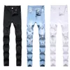 Jeans da uomo Uomo Pantaloni di jeans elasticizzati a vita media bianca a vita alta strappati skinny per uomo Jean Casual Fashion Pant287n