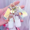 Keychains Moving Quicksand Keychain Cute Floating Mouse Key Chain Rat Creative Bag Jewelry Ring Car Pendant Keyring