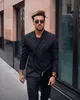 Abiti da uomo Blazer Streetwear Fibbia nera Uomo con cintura Smoking Costume Terno Masculino Sposo Prom Slim Fit Blazer 2 pezzi JacketPant 230718