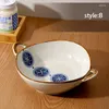 Bowls Ceramic Salad Bowl 7.5inchWith Handle Kitchen Soup Noodle Pasta Fruit Plate Japanese Tableware Microwave Oven Bakware Pan
