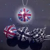 Interior Decorations Union Jack Bling Car Rear View Mirror Pendant Crystal Ball Rhinestone Hanging Ornament For Mini Cooper Car Charm Decoration x0718