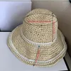 Bérets large bord crème solaire seau chapeau creux Crochet respirant chapeaux de paille Faux perle décor voyage casquette de plage