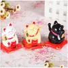 Andra konst och hantverk som skakar hand Lucky Cat Counter Decoration Waving Oranment Home Office Shop Decor Wealth Fortune Feng Shui Gif Dhrv8