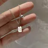 Pendentif Colliers Asymétrique Bonne Chance Petit Carré Marque Collier Pour Femmes De Luxe Tour De Cou Hip Hop Fille Titane Acier