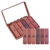 Lipstick 6 pieces/set Pumpkin color matte durable lipstick set waterproof nude bathroom lipstick set with mirror lipstick cosmetic gift 230718