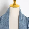 Femmes Trench Coats M FILLES Vintage Denim Femmes Coupe-Vent Revers Col Demi Manches Taille Haute Femme Mode Vêtements 2023 Marée