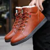 Botas masculinas neve inverno pelúcia quente com cadarço antiderrapante masculino tornozelo à prova d'água outono homem sapatos de trabalho NAX104