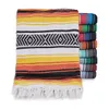 Blankets 130x170cm Mexican Style Beach Blanket Handmade Woven Towel Tassels Throw Rug for Sofa Bed Home Picnic Mat Striped Tablecloth 230719