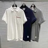 TB fashion brand manica corta estate manica corta uomo e donna stessa coppia polo tasca tessuta risvolto T-shirt sport casual