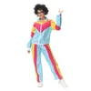 Damen Zweiteilige Hose 70er 80er Rock Disco Retro Kostüm Hippie Party Trainingsanzug Damen Bühne Halloween Rollenspiel 230718