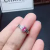 Cluster Rings KJJEAXCMY Boutique Jóias Prata Esterlina 925 Incrustada Natural Rosa Safira Anel de Pedra Preciosa Suporte Detecção Requintado