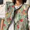 여자 조끼 민족 스타일 숄 빈티지 외부 웨터웨어 꽃 짧은 조끼 재킷 느슨한 편안한 연인 캐주얼 소매 소매 탑