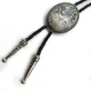 Bolo Ties Oval Agate Natural Stone Bolo Tie Men's New High-End Wedding Accessories Leather Rope HKD230719