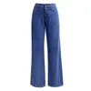 Dames jeans dames button hoge broek pocket taille elastische broek denim gat losse dames zomer casual jumpsuits