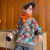 Pullover Boys' Sweater Winter New Pullover Thickened Autumn Winter Middle And Large Children's Western-style Knitwear Christmas Sweater HKD230719