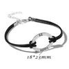 Bracelets porte-bonheur en gros cuir corde Bracelet réglable alliage ovale pour femmes hommes Couple Souvenirs cadeaux