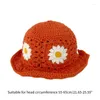 Berets Women Hollow Out Flowers Crochet Bucket Hat Spring Summer Beach Sun Female Korean Casual Foldable Sunproof Fisherman Cap