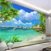 Beibehang Po Mural Wallpaper HD Coconut tree Seascape Beach Dolphin Sea Landscape 3d wallpaper for living room papel tapiz221S