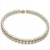 Charming natural 8-9mm white AKoya pearl necklace 18inch 14k gold clasp261i