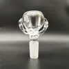 Style Schüssel Stück 14 mm dicke Schüssel Stück Bong Glasrutsche Wasserrohre rund reine klare Drachenklaue Kopfbedeckte Schalen männliche Rauchzubehör