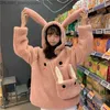 Coat 6 8 10 12 14 Girls' Hoodie Cute Rabbit Ears Hooded Girls' Coat Spring Autumn Woolen Children's Sweatshirt Children's Coat Z230720