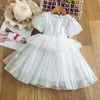 Robes pour filles Robe de princesse pour enfants Robe bouffante à paillettes pour fille Robe tutu Mode pour enfants Robe de fête d'anniversaire Robe en maille pour enfants Été 2-10Y 230718