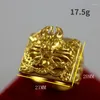 Cluster Ringe Reines Gold Farbe Für Frauen Männer 3D Pixiu Einstellbare Fingle Verlobung Hochzeit Gelb Ring Edlen Schmuck Geschenke