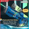 Gun Toys Summer Pistola ad acqua elettrica completamente automatica con luce ricaricabile a fuoco continuo Party Game Kids Space Splashing Toy Boy Gift 230718