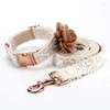 Colliers de chien feuille dentelle collier pour animaux de compagnie corde de traction boucle en métal fournitures de mariage