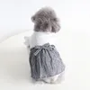 Dog Apparel Spring Summer Black And White Flying Sleeve Plaid Skirt Personality Pet Clothes Cat Cute Bow Puppy Dress