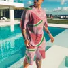 Erkek Trailsits Yaz karpuz baskısı erkek gömlek seti artı boyutu plaj tarzı tişört takım elbise 2 parçalı moda kısa kollu gündelik en iyi retro 230718