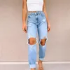 Jeans Feminino Calça Jeans Feminina Cintura Alta Stretch BuLifting Clássico Ajuste Justo Calça Jeans Estilo Buraco Soild Calça Longa Feminina