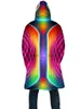 Hommes laine mélanges 2021 hiver hommes manteau psychédélique arc-en-ciel style 3D impression complète polaire à capuche manteau unisexe décontracté épais chaud Cape manteau PF59 HKD230718