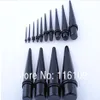 Whole-Min order 10 Big Gauge Black Acrylic Ear Taper Mixed Sizes 16mm-25mm254A