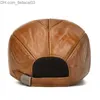 Ball Caps Real Cowhide Cap Eutumn and Winter 100% Real Cowhide Cap Nowa swobodna skórzana czapka baseballowa Z230719