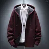 Maglioni da uomo Cardigan con cappuccio Maglione lavorato a maglia Uomo tinta unita Lana in pile spessa Maglieria casual Abbigliamento maschile per uomo