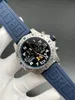 Новые прибытия мужские часы Quartz Spectwatch Nearlable Steel Watches Black Dial Green Rubber Band Man Chronograph Нарученные часы 48 мм резиновый ремешок 266-5