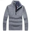 Heren Truien Mode Trui Heren Dikke Warme Gebreide Trui Mannen Trui Effen Coltrui Truien Half Zip Warme Fleece Winterjas Casual L230719