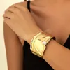 Metal Imitation Pearl Wide Cuff Bangles Vintage Gold Color Irregular Bracelets Bangles For Women Gift New Jewelry