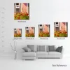 Handmade Landscape Art on Canvas Cottage Door Poppies Flowers Artwork Painting Home Decor