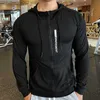 Męskie bluzy bluzy męskie bluzy sportowe Szybkie suche elastyczne kaptura męskie kurtki do biegania na zewnątrz płaszcze gimnastyczne kasyfikuj