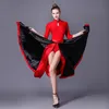 NY STLE SPANISK DANK KOT FEMAL Black Red Latin Dance Dress Paso Doble Kirt Cloak Dress Woman Performance12579