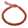 Strang Natürlicher Roter Jaspis 6 4mm Perlen Einfaches Armband Damen Herren Charm Tibetisch-buddhistischer Handgemachter Glücksknoten-Quasten-Armreif