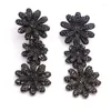 Dingle örhängen Micro Pave Cubic Zirconia Fashion Color Floral Silver Needle Elegant Temperament Wedding Jewellery