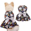 Chien Vêtements Pet Robe Doux Grand Arc Mode Impression Confortable Hawaii Conception Pograph Prop Polyester Princesse Style Printemps Approvisionnement