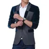 Bütün Velvet Blazer Erkekler 2017 Bahar Yeni Erkekler Blazers Koreli Moda Tasarım Patchwork Erkek Slim Fit Suit Ceket Blazer Ho292H