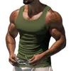 2023 European American Summer Fitness Training Tank Top Men's T-shirts Solid Color Man's Thin Racerback Vest Tees Male Style