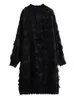 Robes décontractées 2023 printemps automne à manches longues col montant noir Vintage pour les femmes robe Midi ample mode vêtements élégants